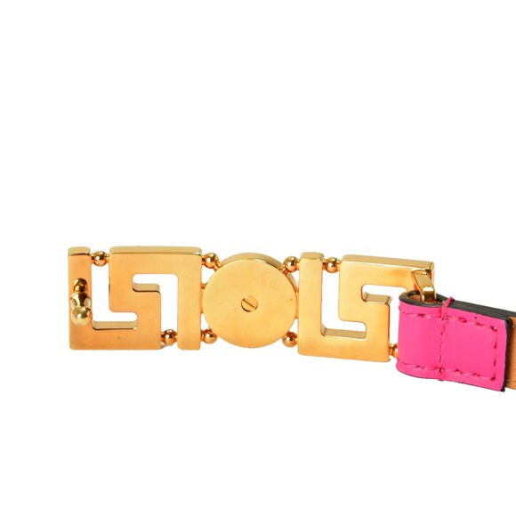 Versace Pink 100% Leather Medusa Head Logo Decorated Belt US 34 IT 85 - Picture 4 of 4
